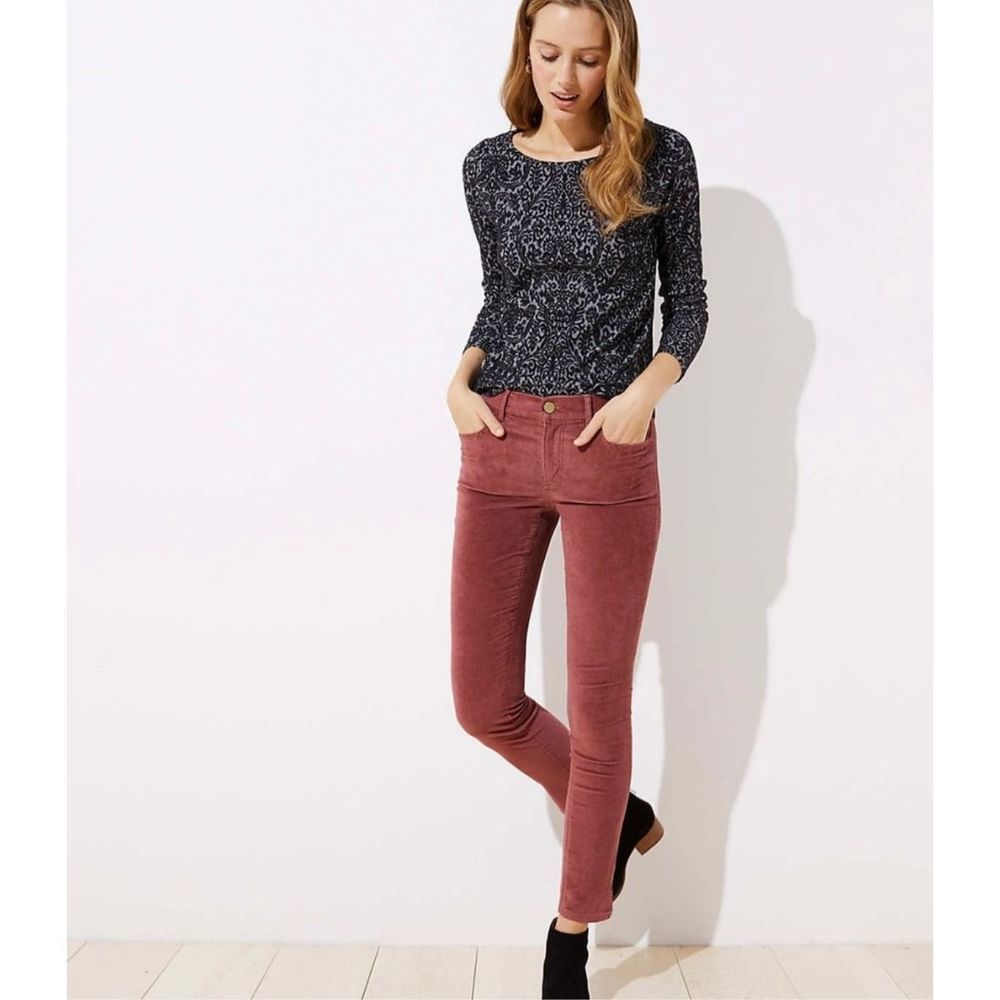 Loft jeans | Loft Corduroy mauve pink skinny ankle jeans zip and button …